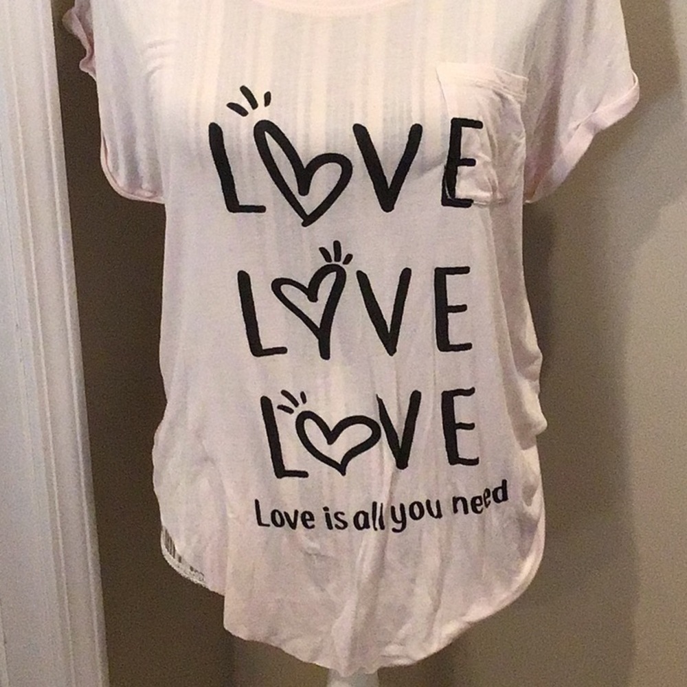 Love Peace & Lazy Days Pink Size Large Love T-shirt - Picture 2 of 5